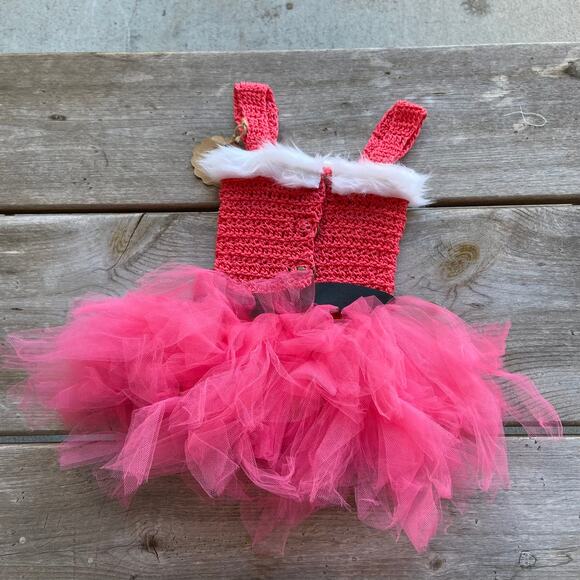 Kirkescrochet Girls Dress Pink Santa Tutu Christmas Crochet Dress Handmade NEW - Picture 3 of 5